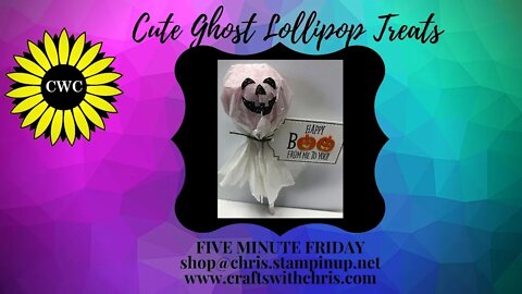 Cute ghost lolipop using Harvest Hellos and coffee filters by Stampin' Up! 5 Minute Friday