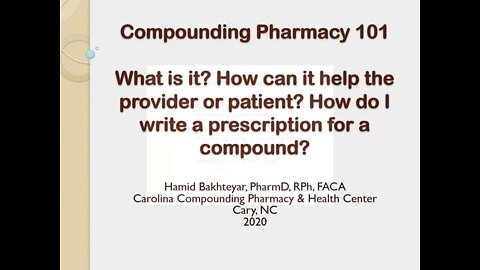 Compounding Pharmacy Basics 4thAnnFxMedSymposium