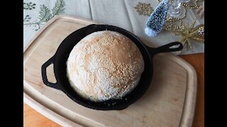 How to Bake No-Knead “Turbo” Bread in a Skillet (ready to bake in 2-1/2 hours)