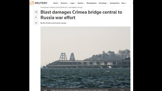 Explosion destroys part of Crimea bridge crucial to Russian war effort