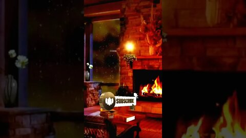 Amazing Cozy Cabin Ambience with Rain & Fireplace 😊😴 Video Link Below