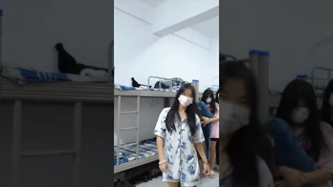 Dorm Room Full Of College Chinese Girls Flip Their Hair