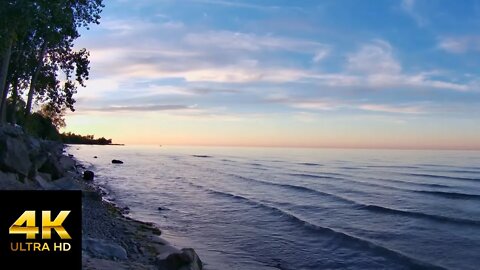 Relaxing Waves Crashing Sleep Sound - Sunset Over a Great Lake