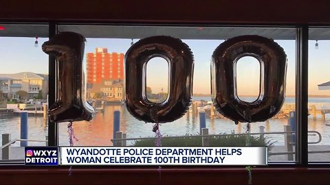 Wyandotte police officers throw birthday party for 100-year-old woman