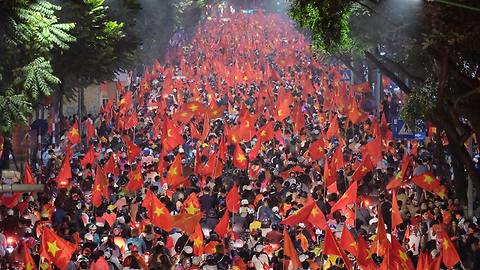 Vietnamese traffic after U23 Vietnam won U23 Qata in Semi- final Asian U23 Champion