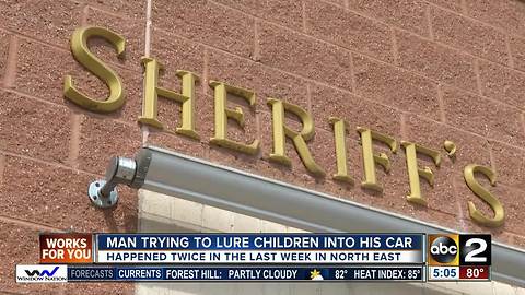 Cecil Co. deputies fear man in black sedan attempting to lure children