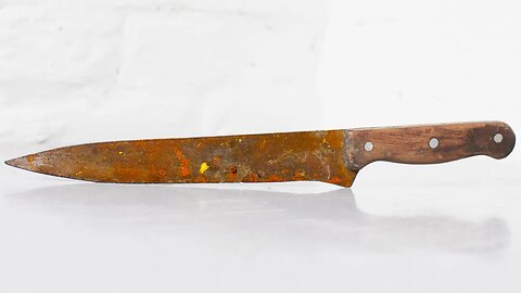 Restoration old rusty knife. Remove rust from the knife