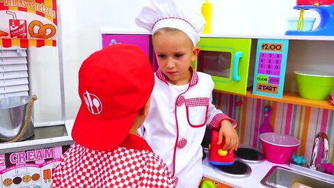 Vlad and Nikita Cooking Breakfast for Mama