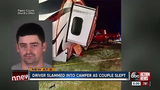 Couple survives after alleged drunk driver slams into their camper