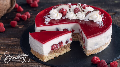 Raspberry Coconut Mousse Cake