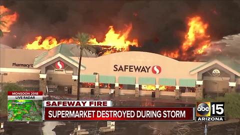 Massive fire under control at Phoenix Safeway, no injuries reported