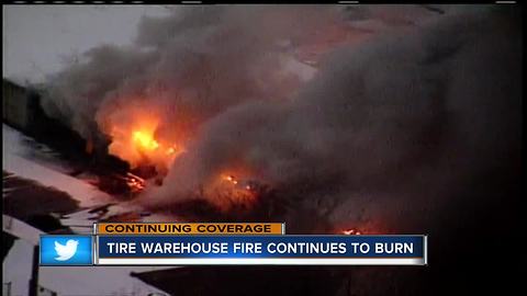 Tire warehouse on nirth side still burning into a second day