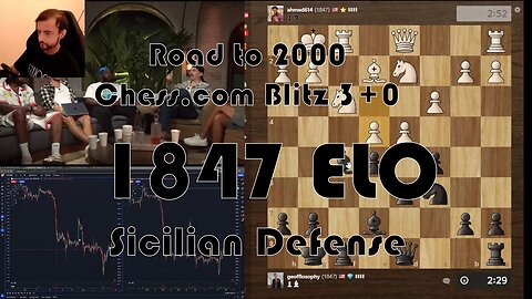 Road to 2000 #285 - 1847 ELO - Chess.com Blitz 3+0 - Sicilian Defense