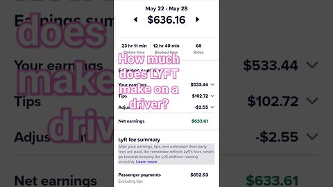 🍒 🍒 💰 LYFT FEES on a driver after a weekend 😆😅🤣 #rideshare #lyft #uber