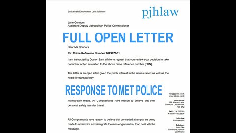 FULL LETTER Met Closes COVID-19 Case, FIGHTBACK, RESPONSE TO THE POLICE BY PHILIP HYLAND OF PJH LAW.