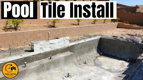 POOL TILE INSTALLATION - TIMELAPSE - HOW TO TILE A POOL