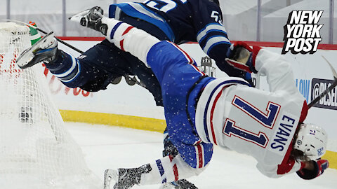 Jake Evans stretchered off ice after 'disgusting' NHL playoffs hit