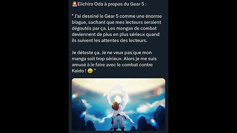 🚨#EiichiroOda à propos du Gear 5