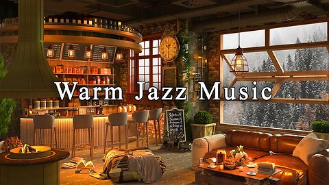 Cozy Coffee Shop Ambience ~ Warm Jazz Music ☕ Relaxing Jazz Instrumental Music with Fireplace Sounds