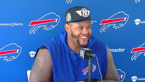 Buffalo Bills offensive lineman Dion Dawkins speaks on day six of training camp