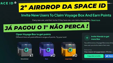 Segundo AIRDROP da SPACE ID Já PAGOU o Primeiro e Pagou Bem ! Não Perca !