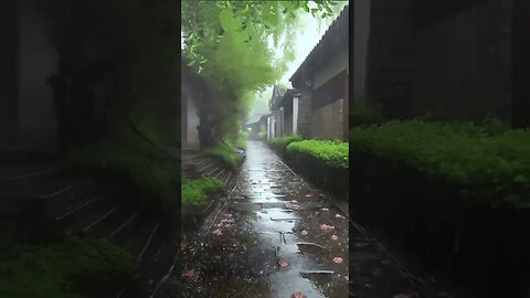 深度睡眠：小巷大雨声雷声缓解头痛和肌肉疼痛:让你的身心得到全面的放松和舒缓ASMR#sleep #sleepmusic #shortsvideo #rainsounds #rain #shorts