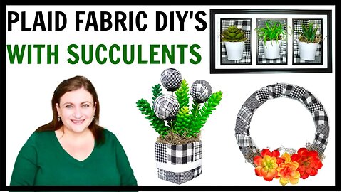 3 HIGH END MODERN FARMHOUSE PLAID FABRIC AND SUCCULENT DOLLAR TREE DIY WALL DECOR WREATH CENTERPIECE