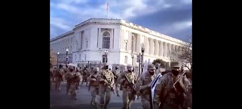 Large Presence Of National Guard Marching Through DC