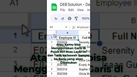 Freeze Range - Google Sheets Tips & Tricks #belajaronline #serunyabelajar #googlesheets