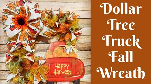 Fall Crafts: Dollar Tree Red Truck Fall Wreath