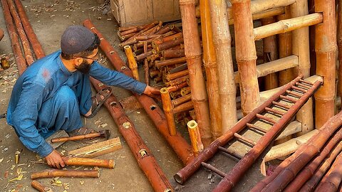 How 25 Years Old Hardworking Man Makes Beautiful Bamboo Ladder | How to Build a Bamboo LADDER