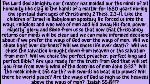 1 JOHN 5. IN THE 2ND AGE OF CHRISTIANITY MEN NO LONGER PREACH RIGHTEOUSNESS AS IF WE WERE GOD GEN. 3:5; 1 COR. 2:11, BUT RATHER WE HUNGER AND THIRST AFTER IT!