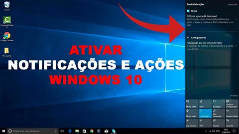 Ativar central de ações e notificações do Windows 10