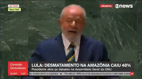 The President of Brazil speaking at the opening of the UN General Assembly today