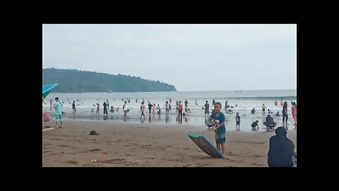 Pantai Barat Pangandaran Hari Ini || Penuh Pengunjung