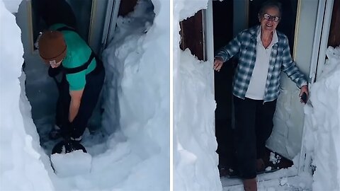 Woman's home completely buried in 9 feet of snow