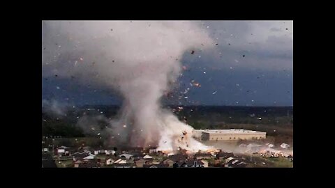 EXTREME tornado footage captured by drone over Andover, KS last night! Erratic vortex behavior