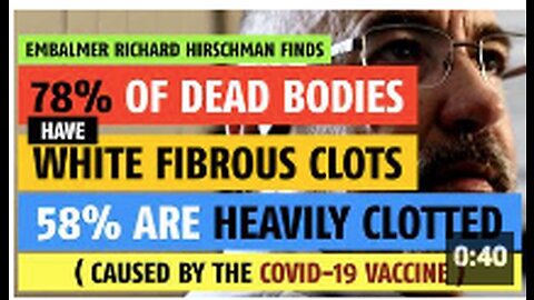 78% of dead bodies have white fibrous clots (caused by vaccine), notes embalmer, Richard Hirschman