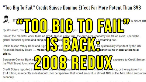 "Too Big To Fail" Is Back - 2008 Is Happening Again - And It's Likely To Get Worse