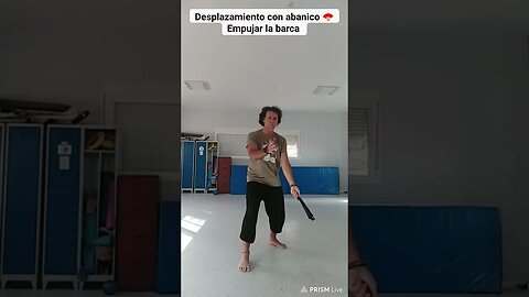 Desplazamiento básico de Tai chi con abanico, empujar la barca