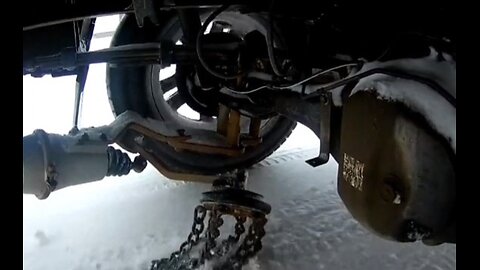 Chains Under the Truck Only Applied in Snowy Icy Road Conditions.