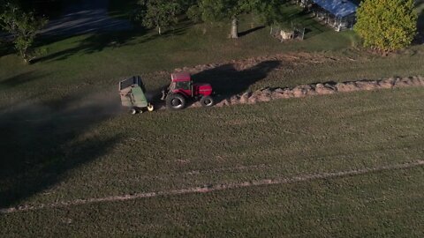 Round Hay Baler in Action