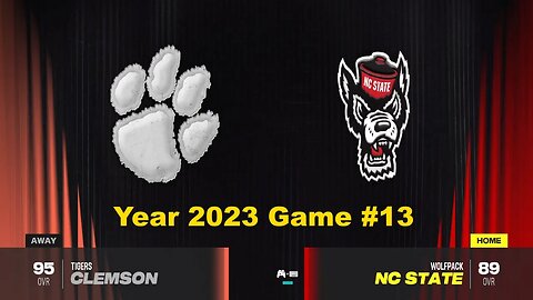 CFB 24 Clemson Tigers Vs NC State Wolfpack Year 2023