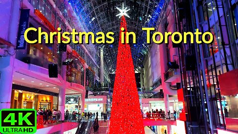 【4K】Downtown Toronto Canada Christmas 🎄 lights