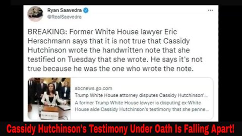 Problems Arise With Cassidy Hutchinson's Testimony Under Oath?