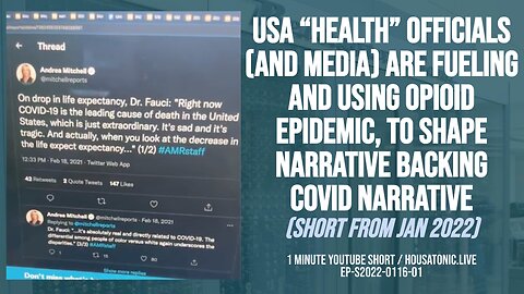 USA “health” officials are fueling and using opioid epidemic, to make data backing COVID narrative