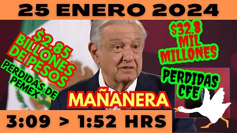 💩🐣👶 AMLITO | Mañanera *Jueves 25 de enero 2024* | El gansito veloz 3:09 a 1:52.