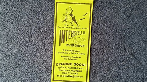 MEDIA REVIEW: INTERSTELLAR OVERDRIVE Used Science Fiction Bookstore vintage advertising flyer, 1993.