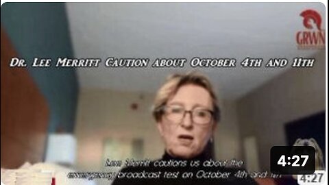 WARNING !! CAUTION ABOUT OCTOBER 4TH AND 11TH - BE VIGILANT !! --- DR. LEE MERRITT