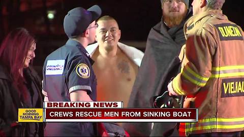 Crews rescue men from sinking boat off Honeymoon Island